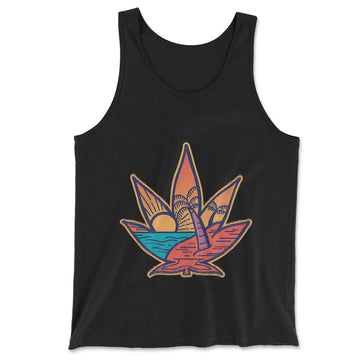Cannabis Leaf Beach Men/Unisex Tank in Black color